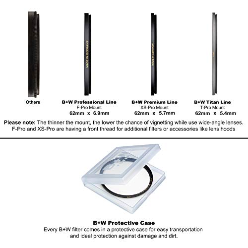 B + W 62mm UV Protection Filter (010) for Camera Lens - Xtra Slim Mount (XS-PRO), MRC Nano, 16 Layers Multi-Resistant and Nano Coating, Photography Filter, 62 mm, Clear Protector