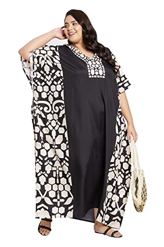 Image of Goood Times Plus Size Kaftan Long Maxi Kimono for Women, 52 inch Length, 3 /4 Sleeves, Caftan Nightgown for Women