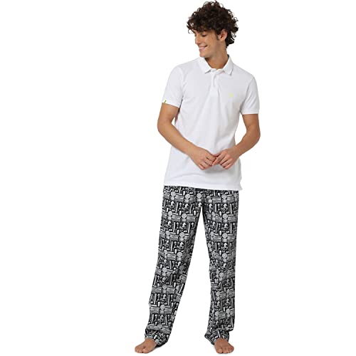 Image of Underjeans Men Black /White Cotton Pyjama