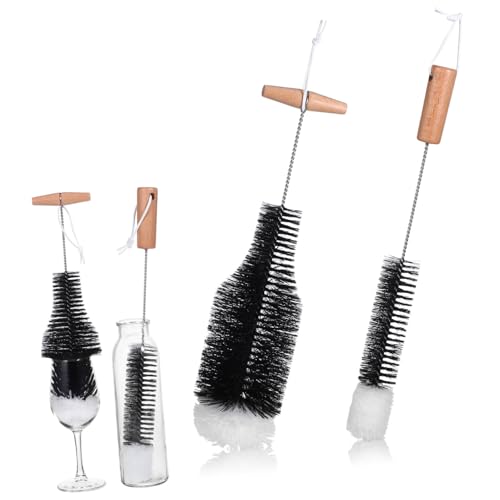 Hemobllo Lot de 2 Brosses de Cheminée Ronde en Fil Métallique Long Manche Outils de Nettoyage pour Poêle à Granulés et Poêle à Bois Entretien Anti-feu pour Maison