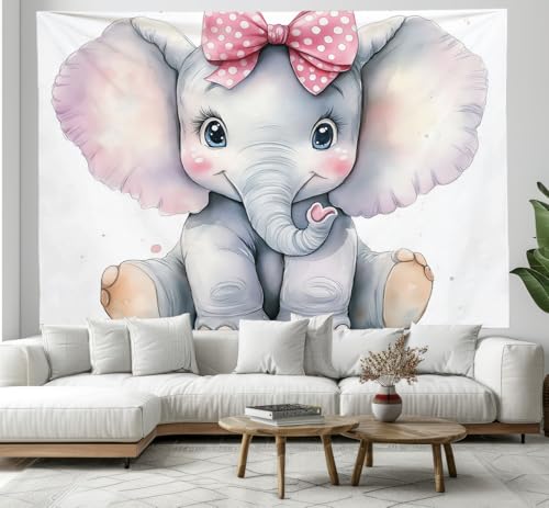 Tapisserie murale éléphant grand format et tenture murale aquarelle décoration maison