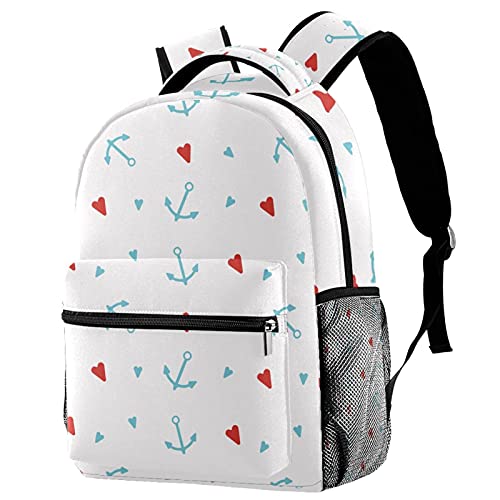 Sac à dos bleu multicolore cœur fleurs avec compartiment ordinateur homme et femme