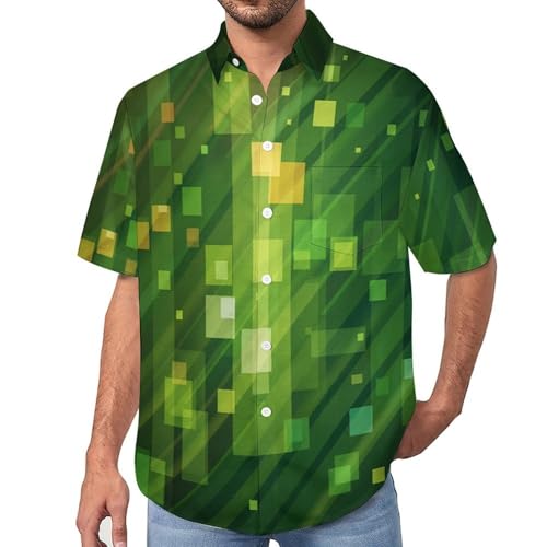 Chemise hawaïenne hommes à manches courtes motif cube géométrique moderne