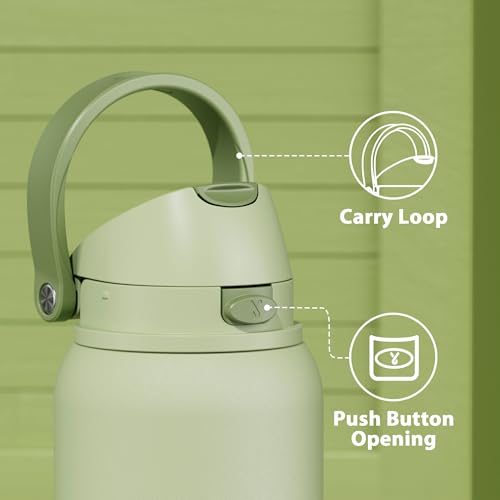 Image of 40 oz Insulated Water Bottle with Straw: Meoky Stainless Steel Metal Water Bottle with 2-in-1 Lid - Leak Proof, Cold for 24 Hours, Protective Silicone Base, BPA-Free for Sports Gym, Sage