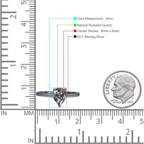 OMRANII Art Deco Pear Shape Natural Rutilated Quartz Vintage Style Hidden Halo Solitaire Engagement Ring Round Cubic Zirconia Stones 925 Sterling Silver4