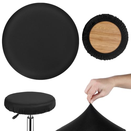 2 Pcs Bar Stool Covers Black Round High Elastic Bar Stool Covers Soft Stool Cushion Washable Slipcovers Fit for Dia 11-14 in Bar Round Chair for Home Bar Hotel Market