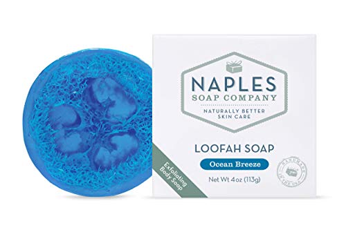 Naples Soap Company Loofah Soap, Cleanses, Exfoliates And Moisturizes Skin, Handmade in US, Ocean Breeze, 4 Ounce – 30 Use Bar