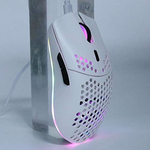 Mouse para juegos con retroiluminación RGB programable inalámbrico 2.4G Yctze blanco 7