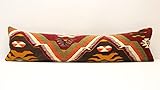Kilimwarehouse King Size Kilim Pillow Cover 12x47 inch Handmade Lumbar Oriental Kilim Pillow Bedding Oblong Cushion Cover Huge Twin Extra Long Pillow