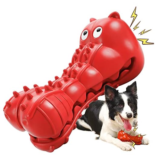 Rmolitty Squeaky Dog Toys for Aggressive Chewers, Tough Dog Chew Toys for Aggressive Chewers Indestructible Durable Dog Chew Toys for Large Medium Breed Dog with Non-Toxic Natural Rubber (Hippo-red)