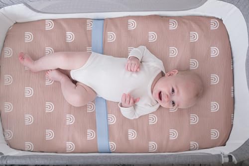 Image of Meracorallo Muslin Pack and Play Fitted Sheet, 100% Cotton, Rainbow