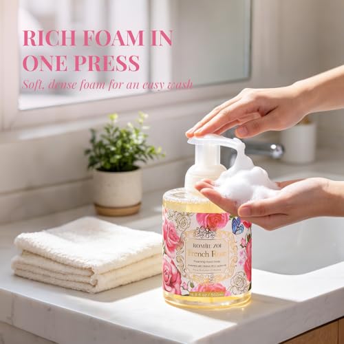 Image of ROMIIE ZOI Foaming Hand Soap, French Rose, 500ml / 16.8fl.oz | With Gift Box, Gentle cleansing, nourishes skin without drying