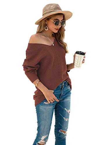 Image of Iandroiy Women's Batwing Sleeve Off Shoulder Loose Oversized Baggy Tops Sweater Pullover Casual Blouse T-Shirt