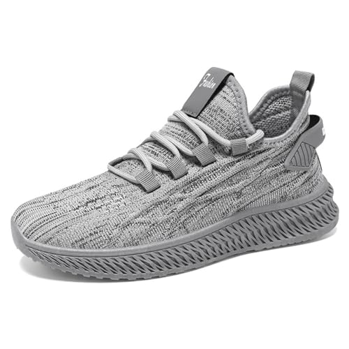 Zapatillas de correr para mujer, ligeras, para caminar, fitness, gimnasio, deportes, correr, tenis de malla transpirable, tenis de espuma viscoelástica, zapatos de verano a la moda, gris, 41 EU