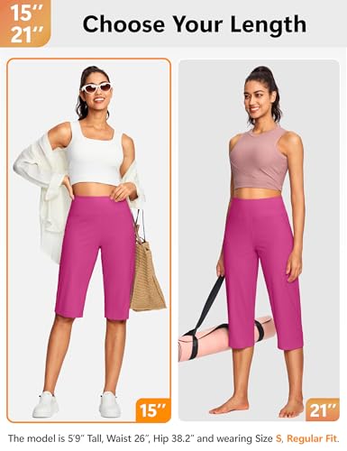 Image of ISEEGZ 15 inch / 18 inch / 21 inch / 25 inch Capri Pants for Women High Waist with Pockets Women's Capris Workout Yoga Pants Loose Straight Leg