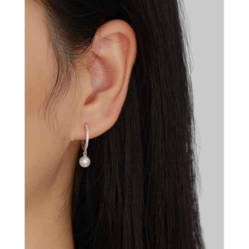 Dainty Huggie Hoop Earrings with Dangle for Women, Solid 925 Sterling Silver Small Huggie Earring with Drop Charms Jewelry Gift for Her2