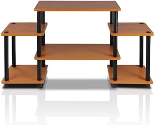 Furinno No Tools Tube Entertainment Center, Light Cherry/Black