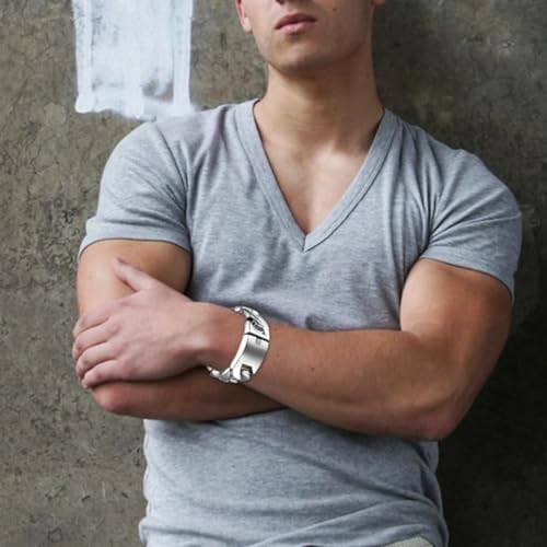 ROWIN&CO Jewelry Huge 32mm Mens Chunky Bracelet Heavy Sturdy 316L Stainless Steel Cuban Chain with Box Lock Clasp, 9.5 Inch/10.5 oz3