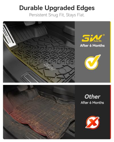 Image of 3W Floor Mats with Metal Pedal for 2021-2025 2026 Ford Bronco 4-Door | Full Protection include underfloor storage mat,All Weather TPE Custom Fit Bronco Floor Liners (Not Fit Sport & Vinyl Floor)