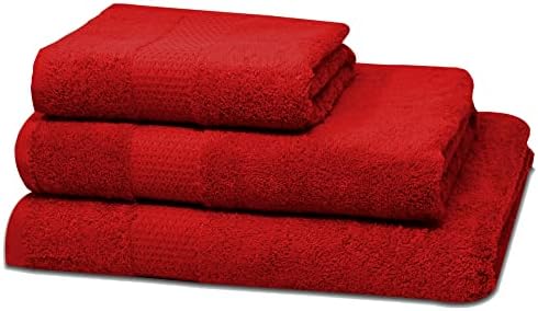 Towelogy® 2 Piece Luxury Bath Towels Set 100% Egyptian Cotton Super Soft & Absorbent Hotel Quality | 1 Hand Towel 50x85cm, 1 Bath Towel 70x125cm (Red, 2)