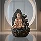 ZEN’LIGHT, Zimmerbrunnen Buddha Hartha, Dekoration Zen und Feng Shui, originelles Geschenk Buddha, LED-Beleuchtung Mehrfarbig, leise Pumpe, L 27 x B 27 x H 40 cm
