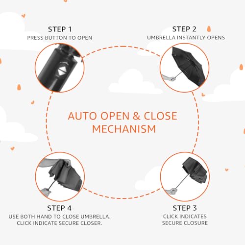 Image of Amazon Basics 3-Fold Travel Umbrella - Sophisticated Auto-Open Auto-Close Mechanism, Large 42 inch Canopy, RainProof & UV Protection|Ideal for Men & Women | Stylish, Durable, and Functional Design