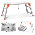 SHANTRA Multifunctional & Adjustable Work Platform with 330 lbs Capacity, 24 to 35 inches Step Ladder, Aluminum Folding Scaffolding Ladder, Heavy Duty Portable Bench Ladder Stool with Non-Slip Feet