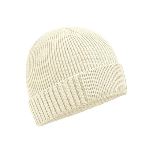Beechfield Unisex Adult Organic Cotton Engineered Patch Beanie (One Size) (Sand)