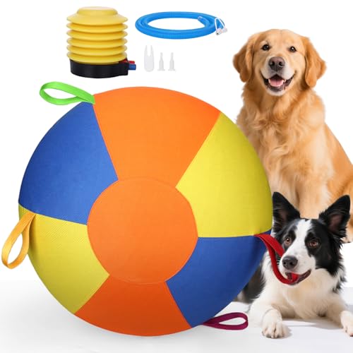 AIERSA Herding Ball for Dogs, Collie Ball with Handles for Outdoor Play, Indestructible Training Toy Balls for Australian Shepherd, Interactive Toy Balls for Medium & Large Dogs