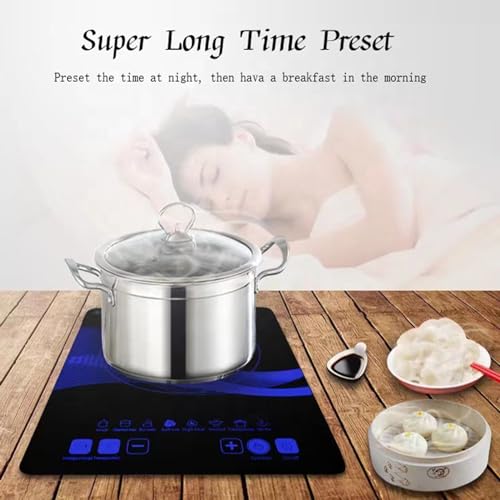 موقد حثي محمول من موتيم بقدرة 2200 واط للطبخ مع 8 برامج، موقد سطح الطاولة بمستشعر يعمل باللمس مع مؤقت محدد مسبقا وعد تنازلي (اسود)