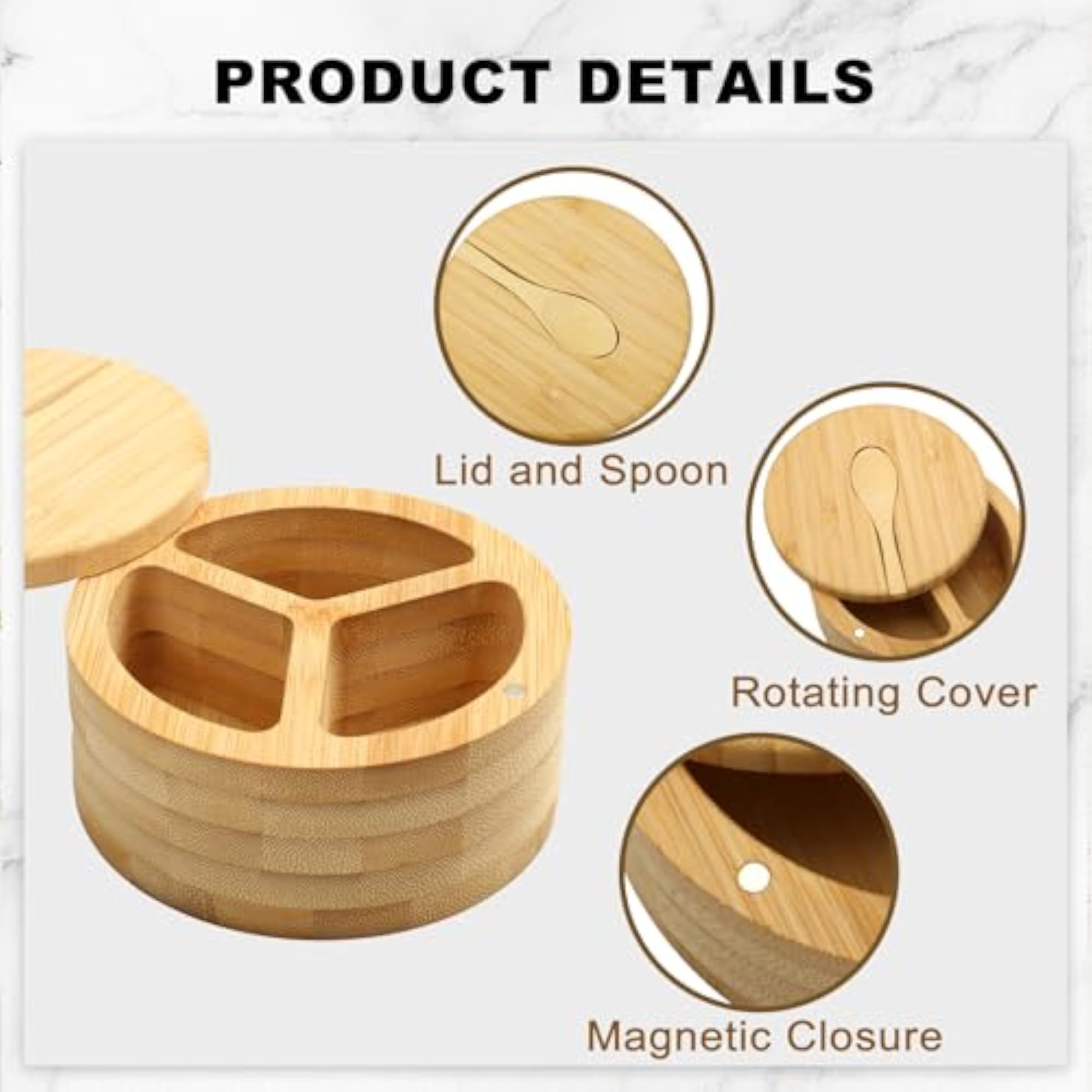 Swivel Magnetic Salt Cellar with Lid and Spoon Holder