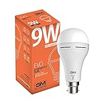 GM Evo 9W LED Emergency Inverter Bulb, 6500K Cool Daylight White, 100 Lumens/Watt, Rechargeable Backup Bulb with B22 Base for Home & Office Lighting – Pack of 1
