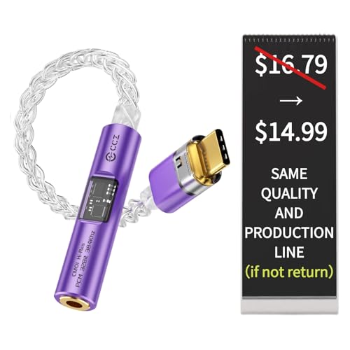 2026 Latest USB C DAC Audio Adapter with Headphone Amplifier, USB C to 3.5mm Audio Adapter for Wired Headphones, Hi-Res Type C DAC Compatible with iPhone 15, Android, Laptop & Tablet (Purple DAC)