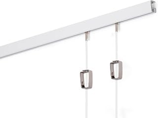 STAS Minirail Picture Hanging System Kit - World's Smallest 0.63" Rail, Covers 5ft Wall, 55lbs Capacity, White for Easy Art Gallery Display