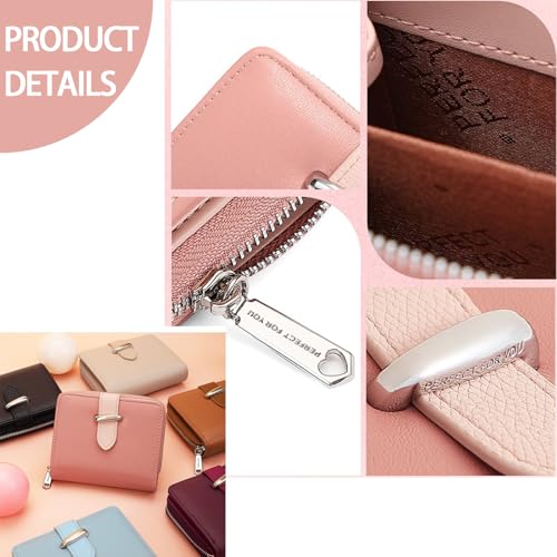 Small Womens Wallet RFID Blocking Soft Leather Bifold Large Capacity Card Holder Wallet for Women with Zipper Coin Pocket Apricot4