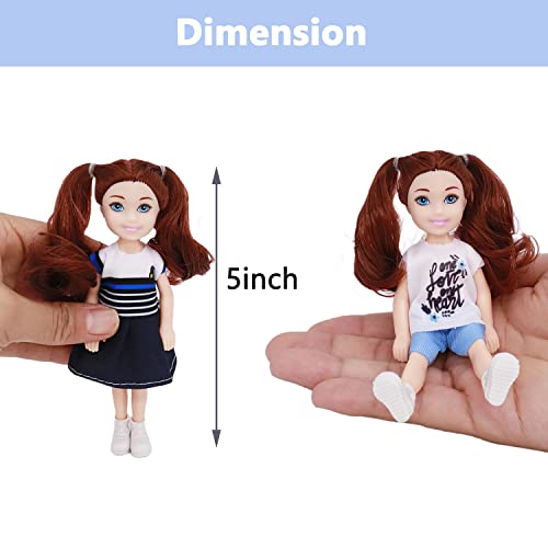 Lembani 10 Sets 5 Inch Mini Dolls With Clothes, 5 Pieces Boy Dolls And 5 Pieces Girl Dolls, Mini Princess Dolls Toy For Dollhouse Kids Gifts #TOP4