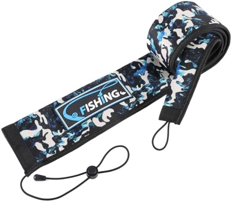 KPEPIX Lightproof Neoprene Fishing Rod Sleeve - Fishing Rod Cover for Storage & Transportation - Puncture Resistant Rod Sock for Casting, Trolling, Spinning Rods (Blue Camo, 65in)