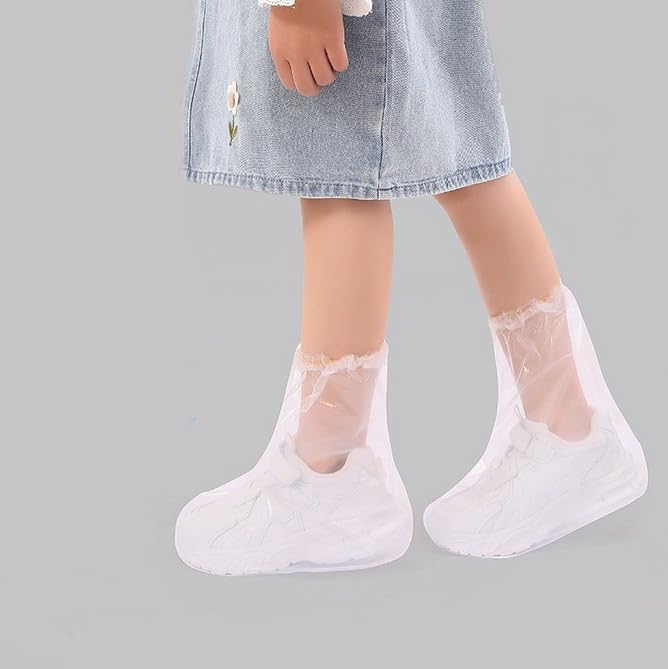 Image of 10 Pairs Kids Shoe Covers for Rain Disposable Waterproof Shoes Cover Plastic Clear Heavy Duty Shoe Cover for Kids Children