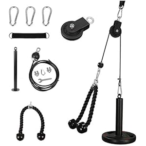 Morwealth Cable Pulley System Home Gym, LAT Pull Down Pulley System Gym Fitness DIY Loading Pin Weight Lifting Triceps Rope Workout Adjustable Length Pulley Cable Attachments for Home Gym