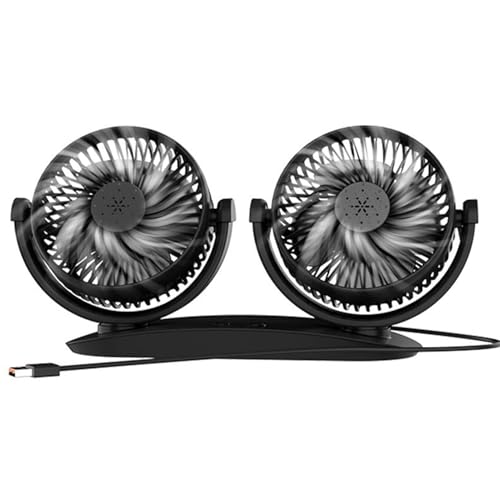 Ventilateur de véhicule double tête rotatif 360 puissant accessoire USB