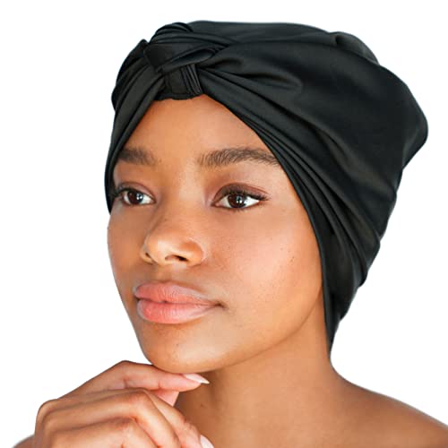 Kitsch Multi-Way Satin Sleep Scarf for Women, Lightweight Head Wrap, Softer Than Silk Hair Wrap for Sleeping, Satin Bandanna Scarf, Turban for Women, Head Scarf, Black