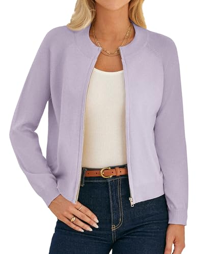 Image of GRACE KARIN Womens Long Sleeve Zip Up Cardigan Sweaters Lightweight Sweater Jacket Knitted Fashion Clothes