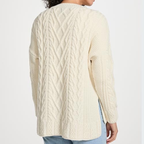 Womens Irish Cable Knit Aran Sweater. Tully Box Crew Neck Pullover, Supersoft Merino Wool, Made in Ireland2