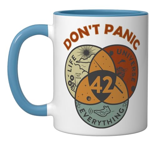 Taza de cerámica 42 Answer to Life azul y blanca 11 oz miniatura 1