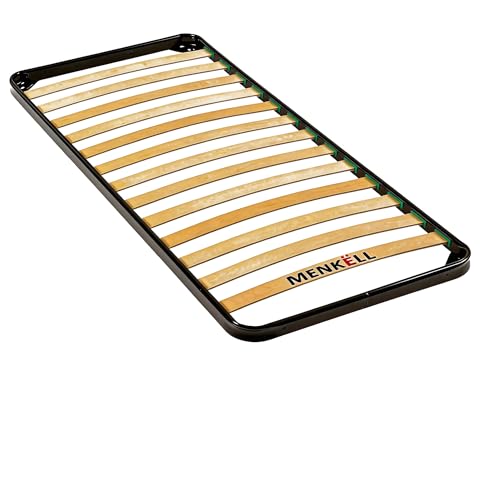MENKËLL - Rete Letto Ortopedica Da Appoggio Senza Piedi Rinforzata per letto da Incasso - Telaio in Ferro e Doghe in Legno - Per Tutti i Tipi di Materassi, Supporta Fino a 140kg (80cm Singola)
