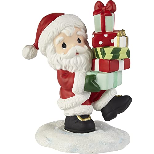 Precious Moments 221011 Loaded Up with Christmas Cheer Annual Santa Bisque Porcelain Figurine, Multicolor