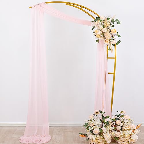 Image of Socomi Blush Pink Wedding Arch Draping Fabric 29 inch x 20Ft 2 Panels Sheer Outdoor Curtain Drapes Extra Long for Bridal Baby Shower Ceremony Birthday Party Decor