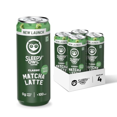 Sleepy Owl Classic Matcha Latte Can, Ready-to-Drink Matcha Tea Be...