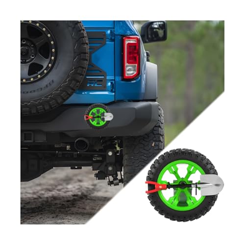Image of HZEL Car Emblem, 3D Mini Small Tire & Shovel Motorcycle Badge, Self-Adhesive Stylish Automotive Exterior Body Badge Emblem Decoration Accessories, Universal for SUV, Motorbike, Off-Road (Green)