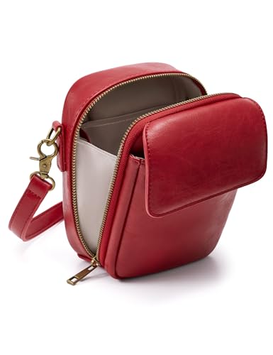 Image of Yarnic Small Crossbody Bag, Vegan Leather Cell Phone Purse for Women, Vintage Wallet Bag with Card Slots